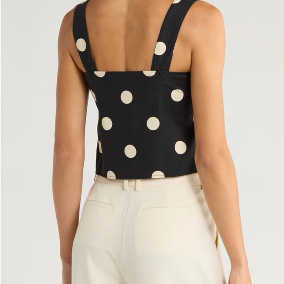 Reformation Jianna Tank - Black and White Polka Dot Crop Top NWT - Picture 2 of 4